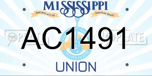 AC1491 Mississippi License Plate