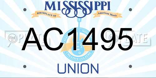 AC1495 Mississippi License Plate