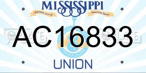 AC16833 Mississippi License Plate