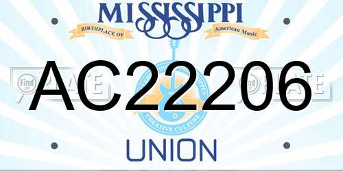 AC22206 Mississippi License Plate