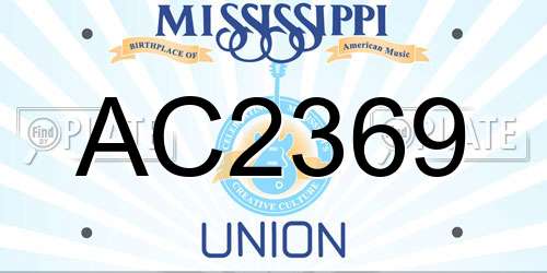 AC2369 Mississippi License Plate
