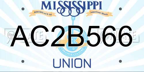 AC2B566 Mississippi License Plate