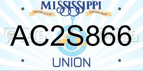 AC2S866 Mississippi License Plate