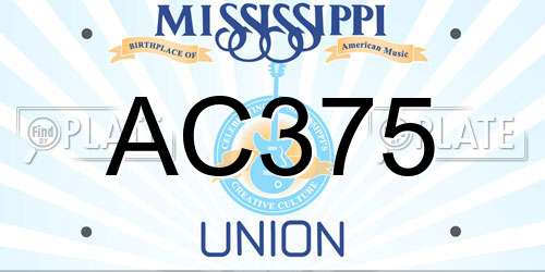 AC375 Mississippi License Plate