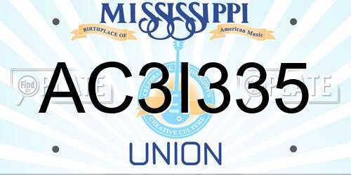 AC3I335 Mississippi License Plate
