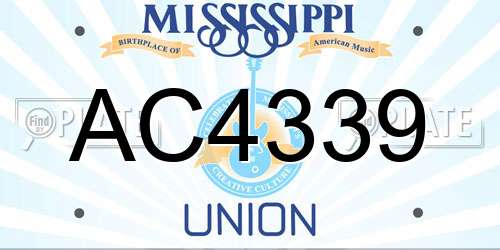 AC4339 Mississippi License Plate