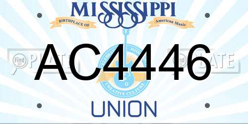 AC4446 Mississippi License Plate