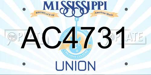 AC4731 Mississippi License Plate