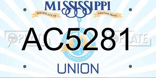 AC5281 Mississippi License Plate