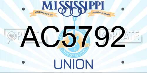 AC5792 Mississippi License Plate