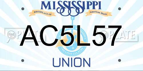 AC5L57 Mississippi License Plate