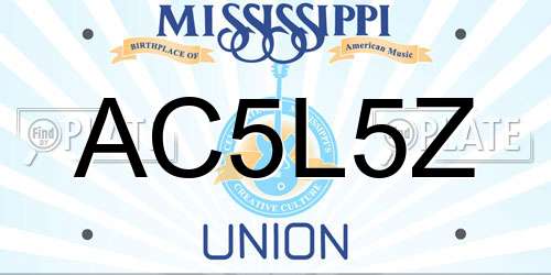 AC5L5Z Mississippi License Plate