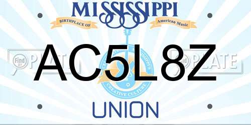 AC5L8Z Mississippi License Plate