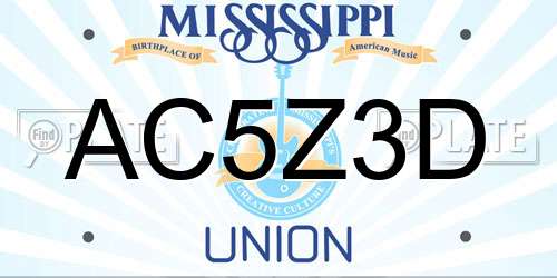 AC5Z3D Mississippi License Plate