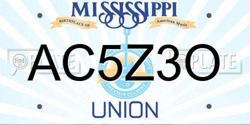 AC5Z3O Mississippi License Plate