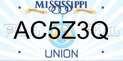 AC5Z3Q Mississippi License Plate