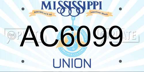 AC6099 Mississippi License Plate