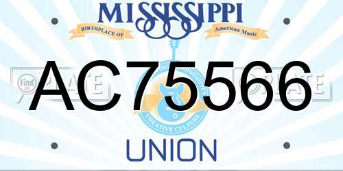 AC75566 Mississippi License Plate