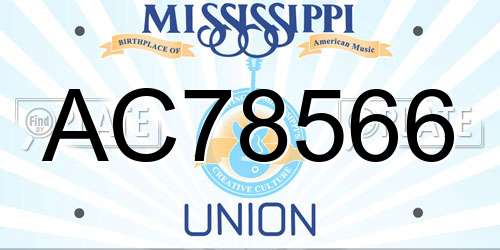 AC78566 Mississippi License Plate