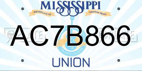 AC7B866 Mississippi License Plate