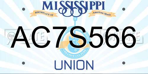 AC7S566 Mississippi License Plate