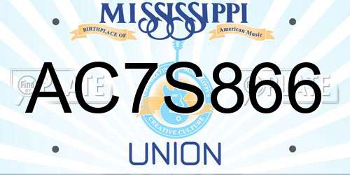 AC7S866 Mississippi License Plate