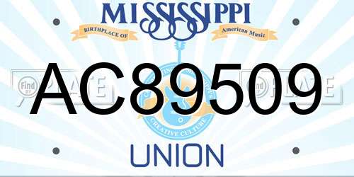 AC89509 Mississippi License Plate