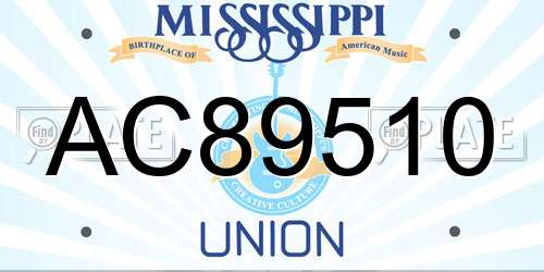 AC89510 Mississippi License Plate