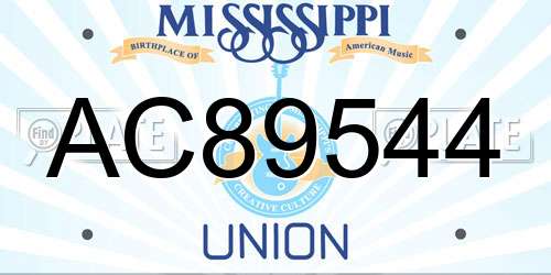 AC89544 Mississippi License Plate