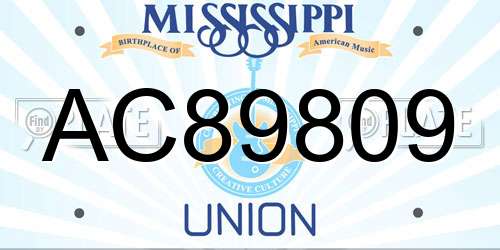 AC89809 Mississippi License Plate