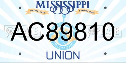 AC89810 Mississippi License Plate