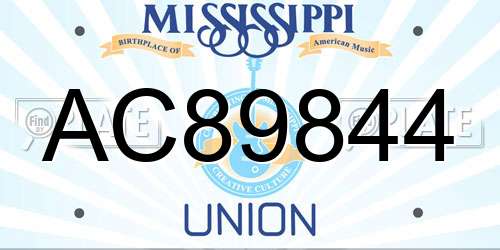 AC89844 Mississippi License Plate