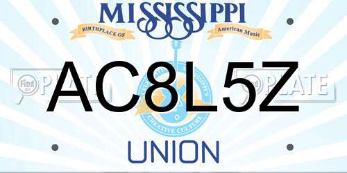 AC8L5Z Mississippi License Plate