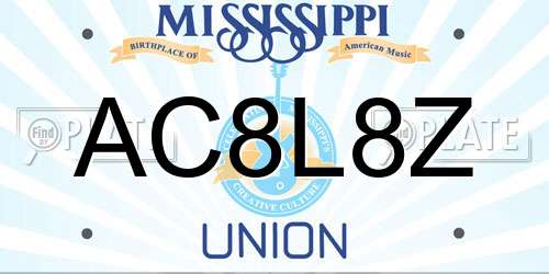 AC8L8Z Mississippi License Plate