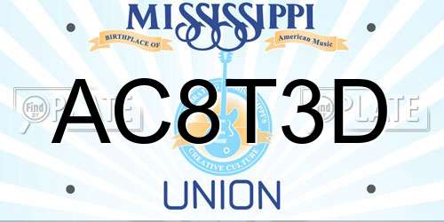 AC8T3D Mississippi License Plate