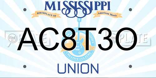 AC8T3O Mississippi License Plate