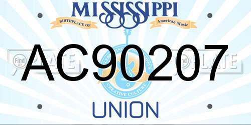 AC90207 Mississippi License Plate
