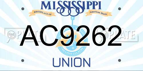 AC9262 Mississippi License Plate