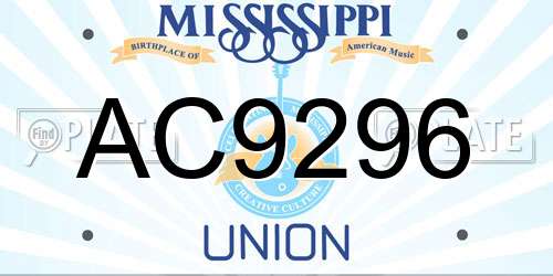 AC9296 Mississippi License Plate