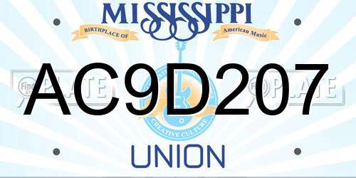 AC9D207 Mississippi License Plate