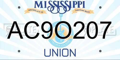 AC9O207 Mississippi License Plate