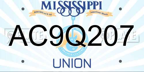 AC9Q207 Mississippi License Plate
