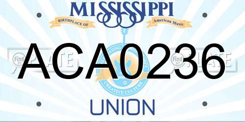 ACA0236 Mississippi License Plate