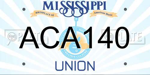 ACA140 Mississippi License Plate