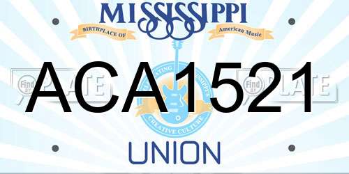 ACA1521 Mississippi License Plate