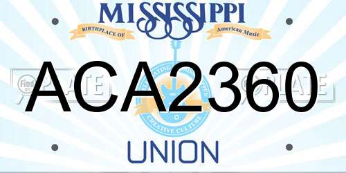 ACA2360 Mississippi License Plate