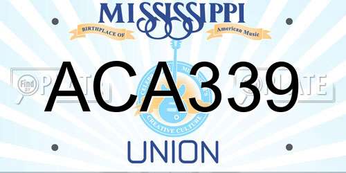 ACA339 Mississippi License Plate