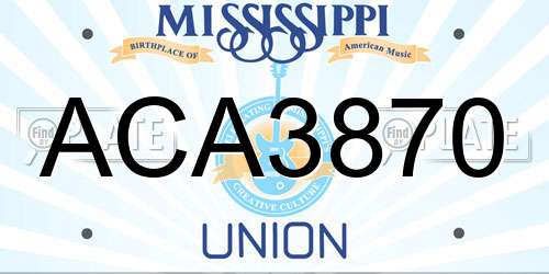 ACA3870 Mississippi License Plate