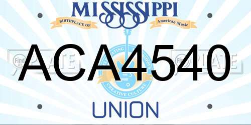 ACA4540 Mississippi License Plate