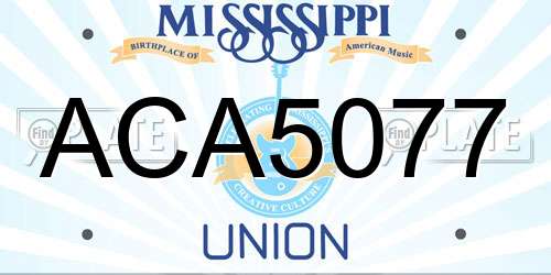 ACA5077 Mississippi License Plate